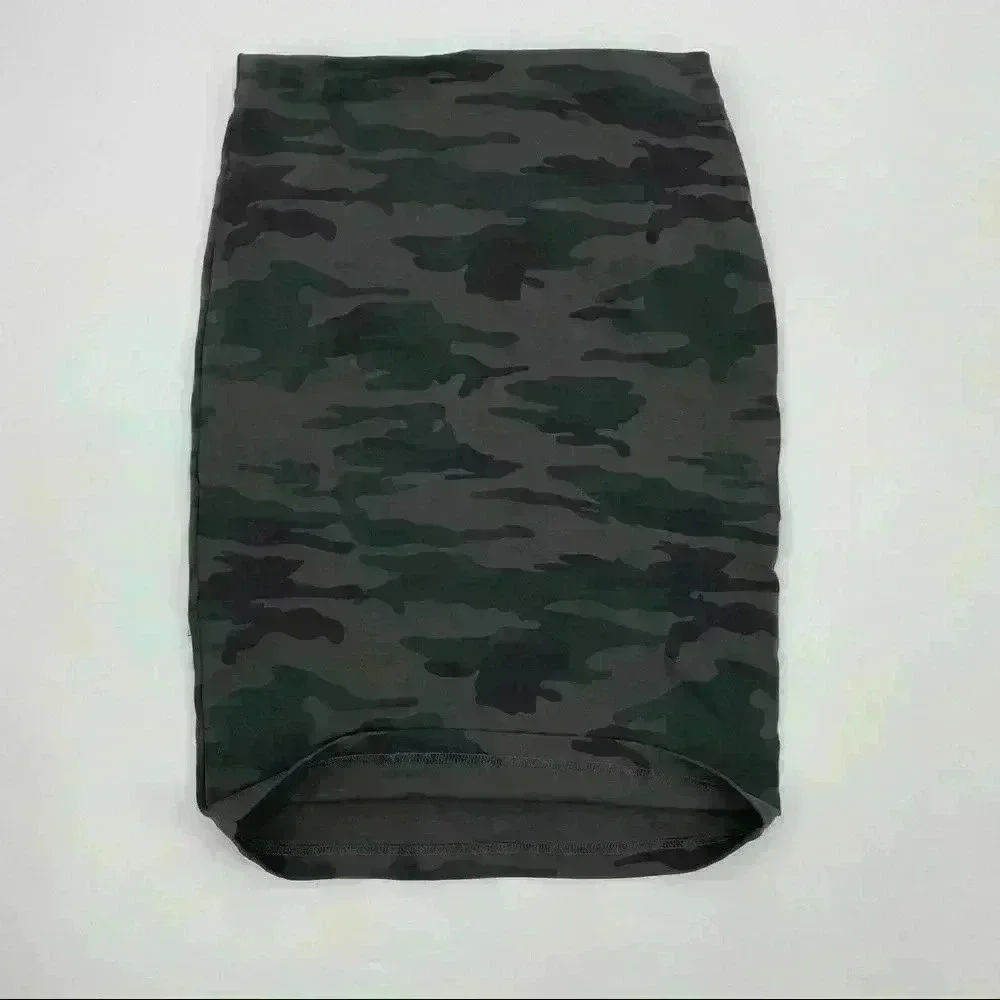 Sanctuary Camo Print Stretch Midi Ponte Pencil‎ Women's Skirt Size Small